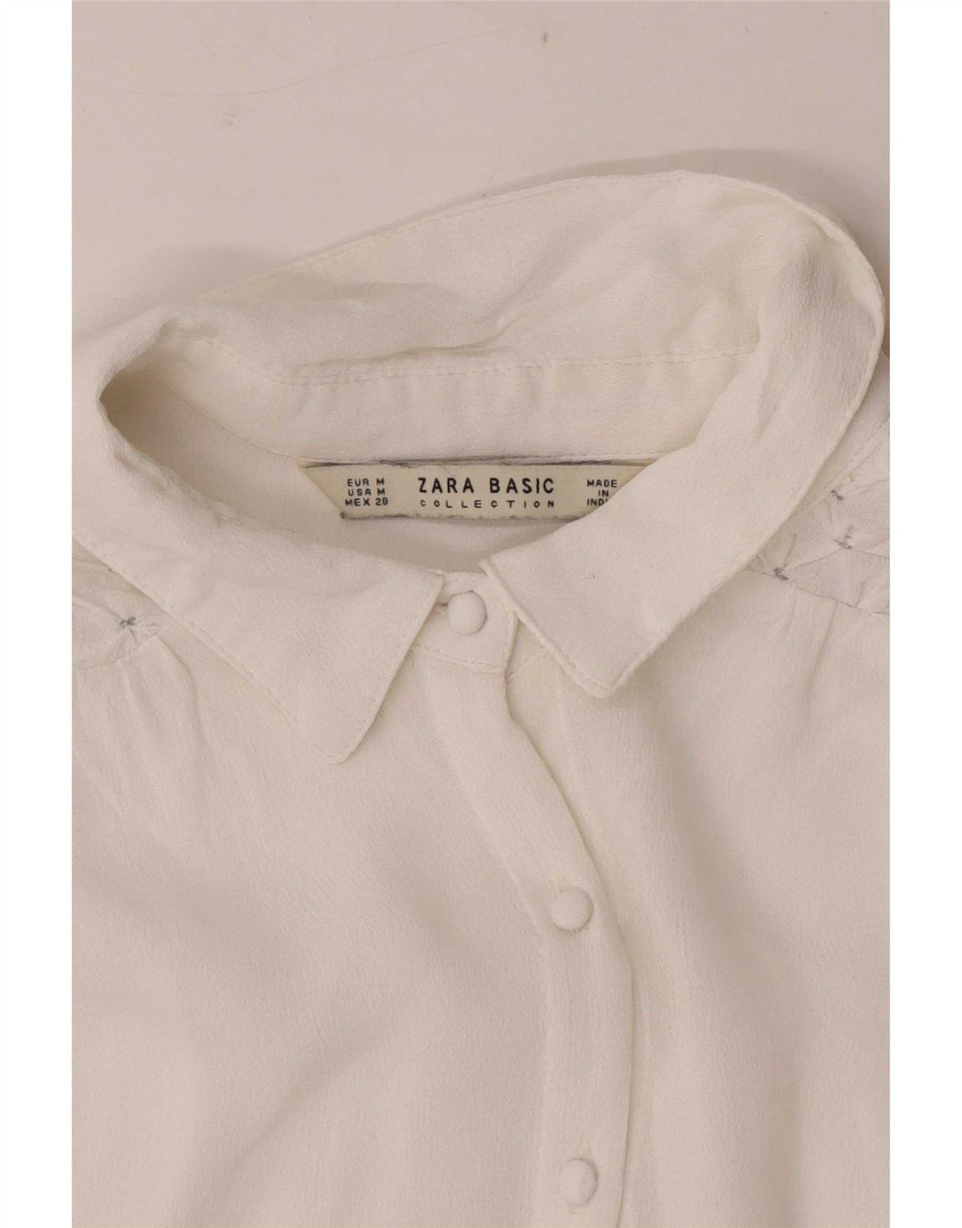 Zara Dame Langærmet Regular Fit Skjorte UK 12 Medium White