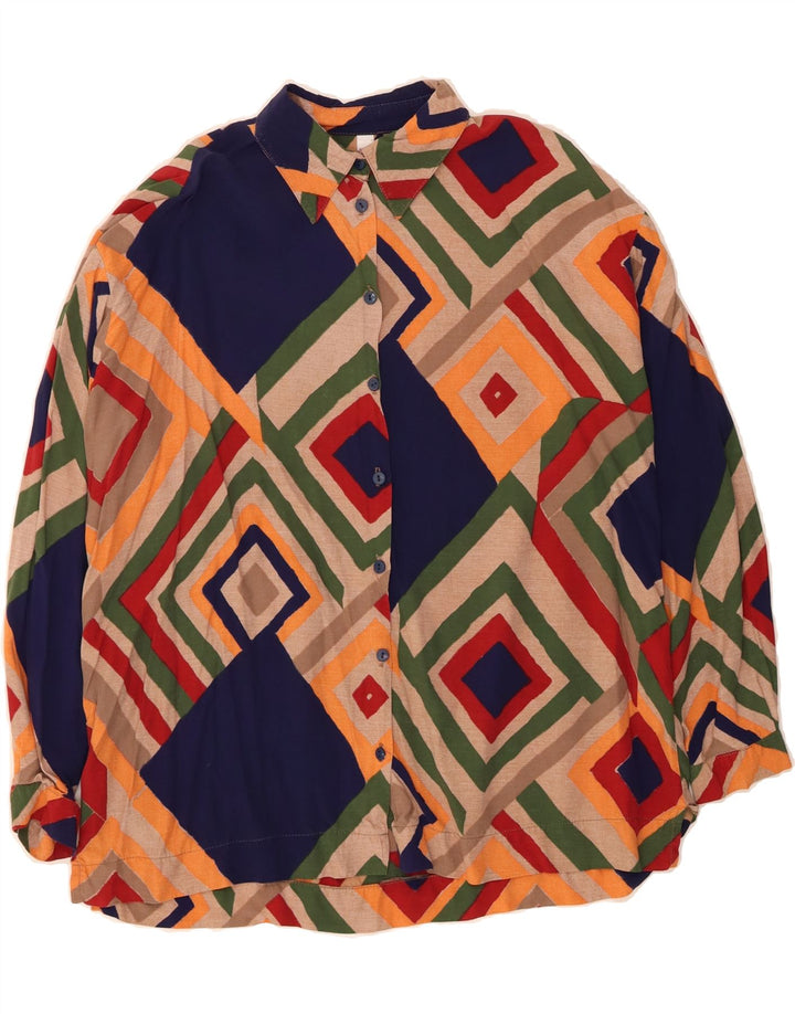 VINTAGE Womens Oversized Shirt UK 16 Large Multicoloured Argyle/Diamond Vintage Vintage and Second-Hand Vintage from Messina Hembry 