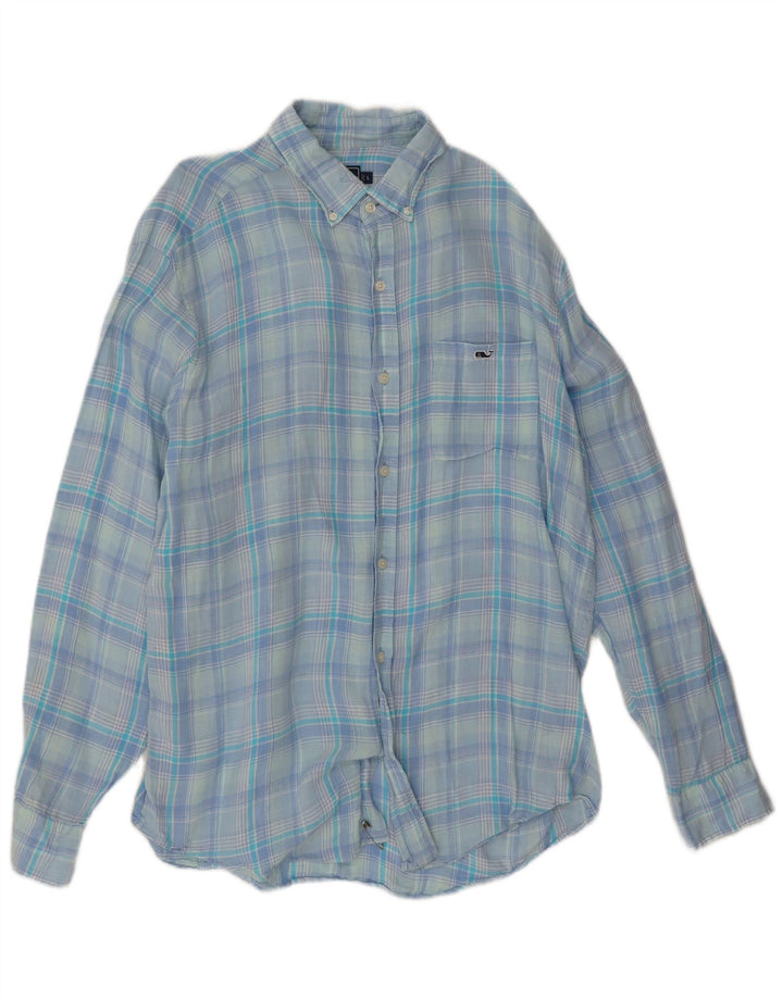 Vineyard Vines Herre Classic Fit skjorte Stor blå ternet linned