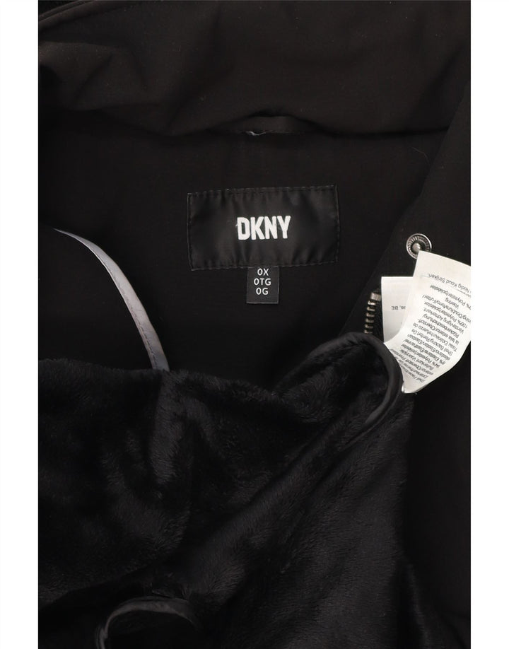 Dkny Dame Hooded Parka Jacket UK 18 XL Sort Polyester
