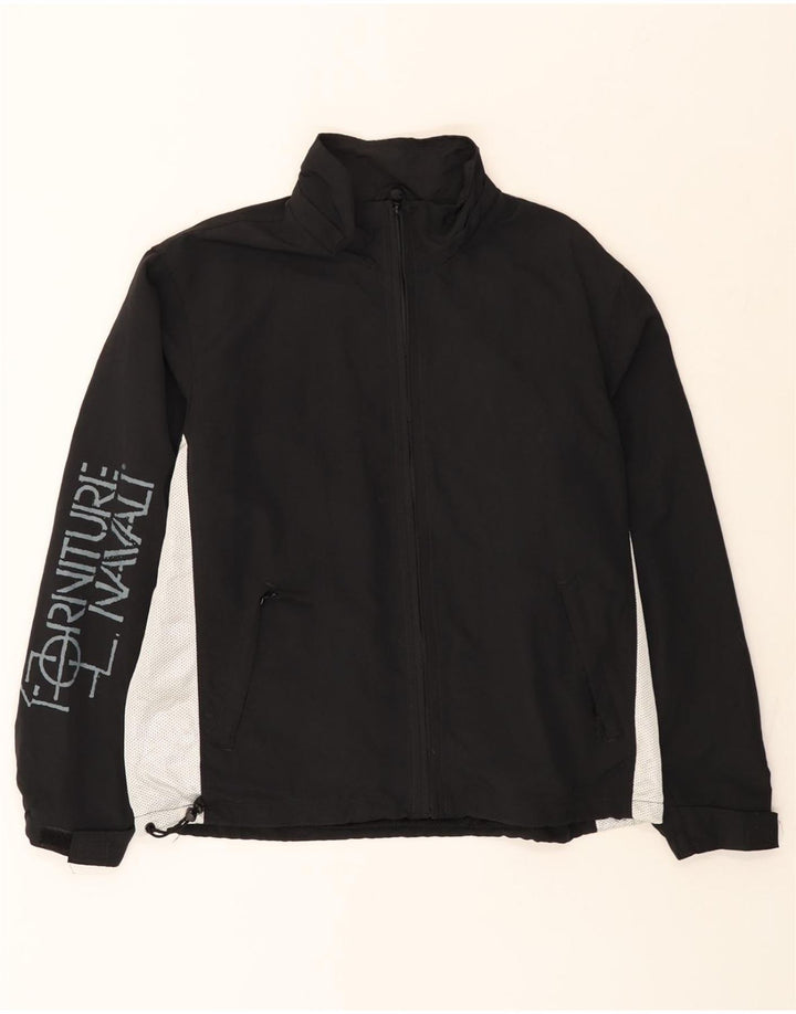 MURPHY & NYE Grafisk regnjakke til mænd UK 36 Small Black Colourblock Nylon
