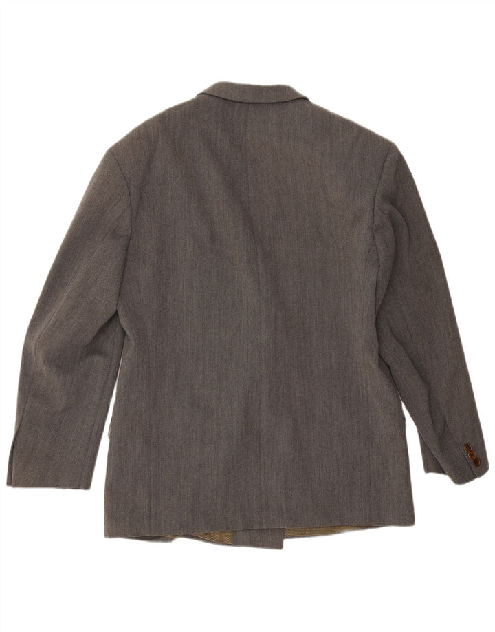 Vintage herre dobbeltradet blazerjakke IT 50 Stor grå uld