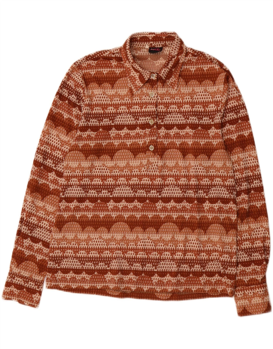ELLA Womens Pullover Shirt IT 48 XL Brown Geometric Vintage Ella and Second-Hand Ella from Messina Hembry 