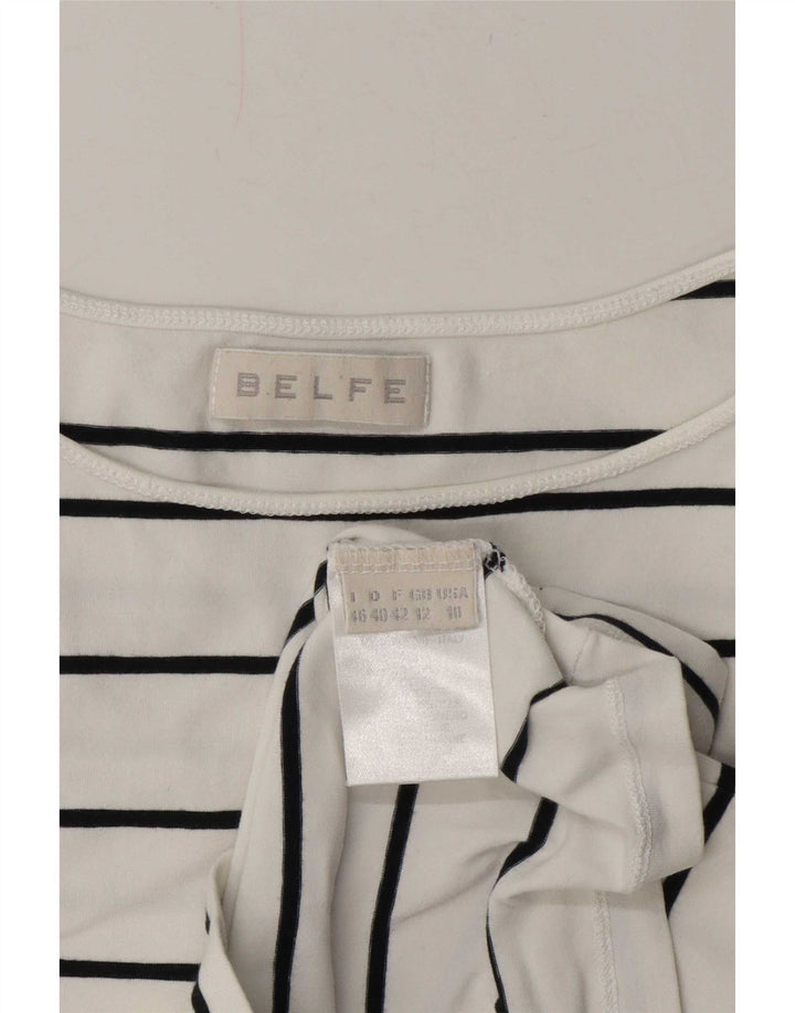 Belfe Damevest Top UK 12 Mellem hvid stribet bomuld