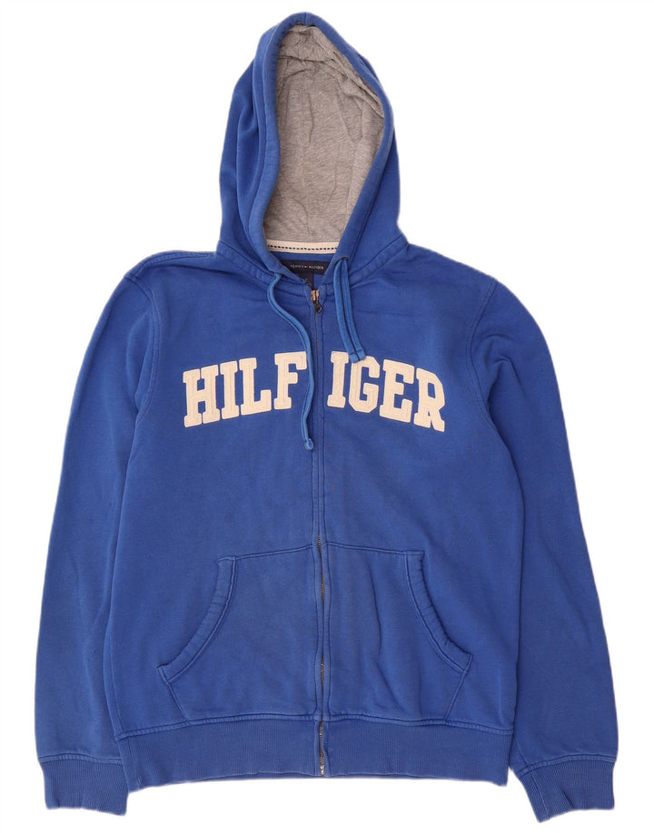 Tommy Hilfiger Herre grafisk hættetrøje med lynlås Medium Blue Colourblock