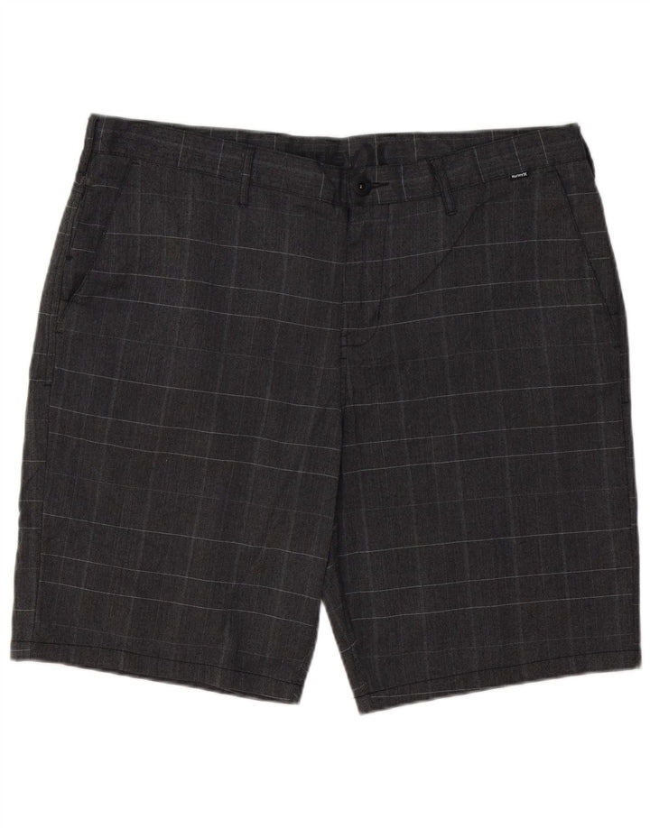HURLEY Chino Shorts til mænd W38 XL Grå ternet polyester