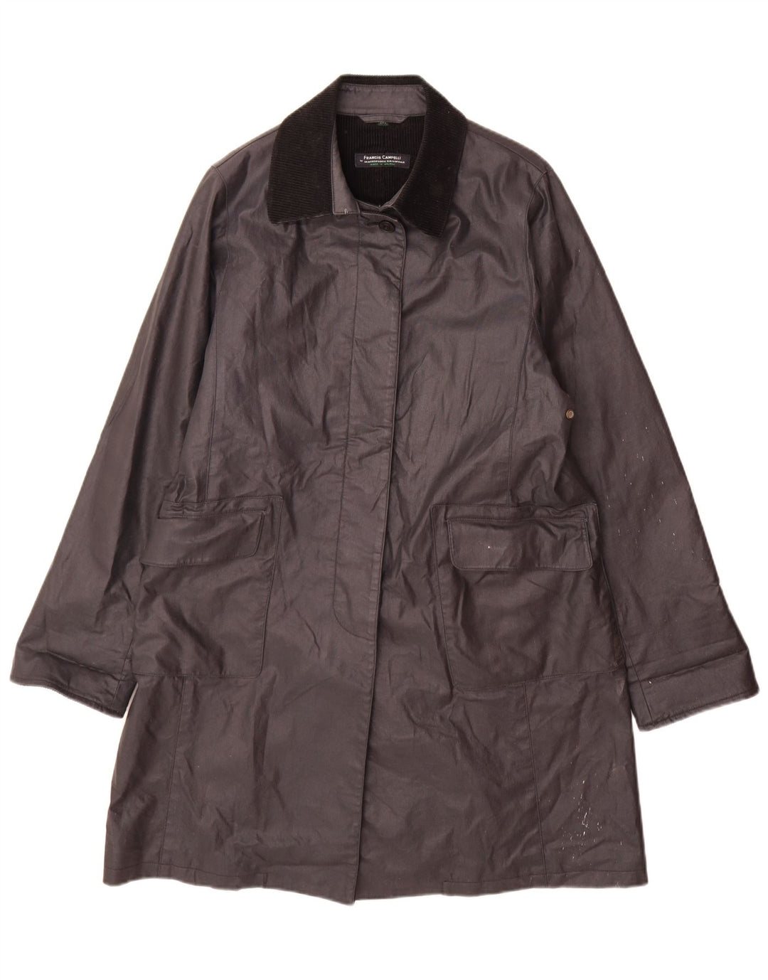 Mackintosh Dame Regnfrakke UK 14 Medium Sort Bomuld