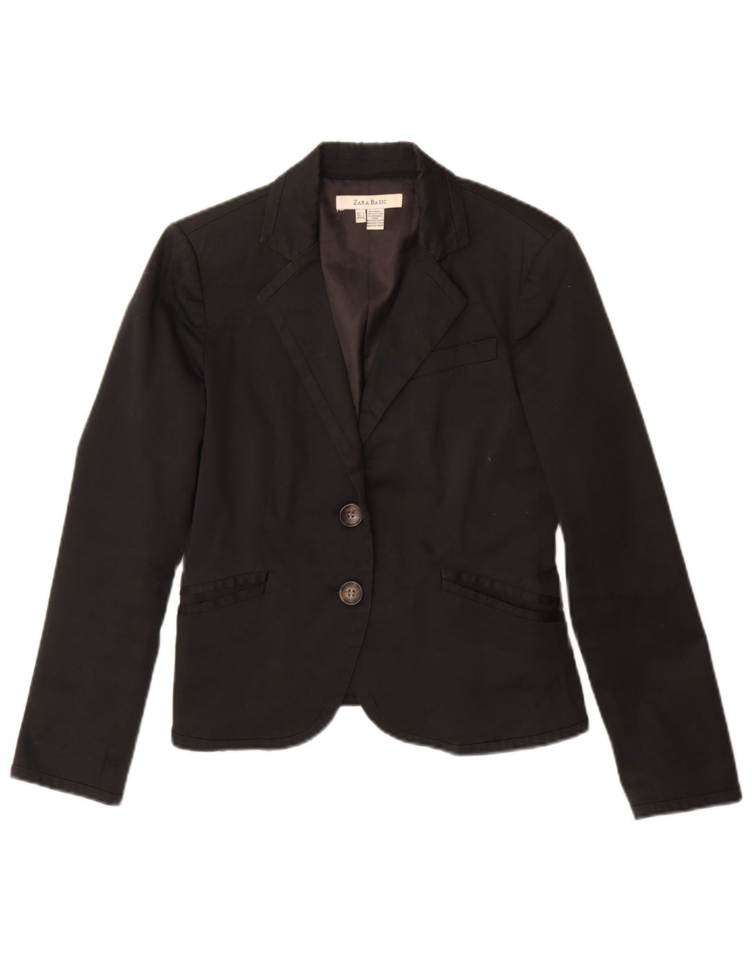 Zara Dame 2 Button Blazer Jacket UK 14 Large Black Bomuld