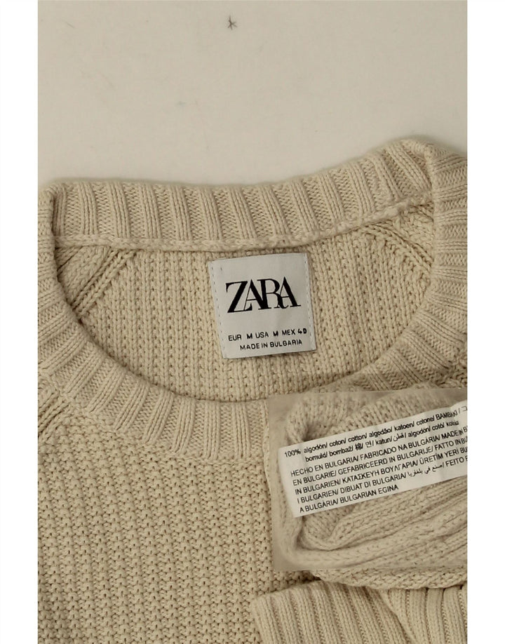 Zara Herre trøjetrøje med rund hals mellem beige bomuld