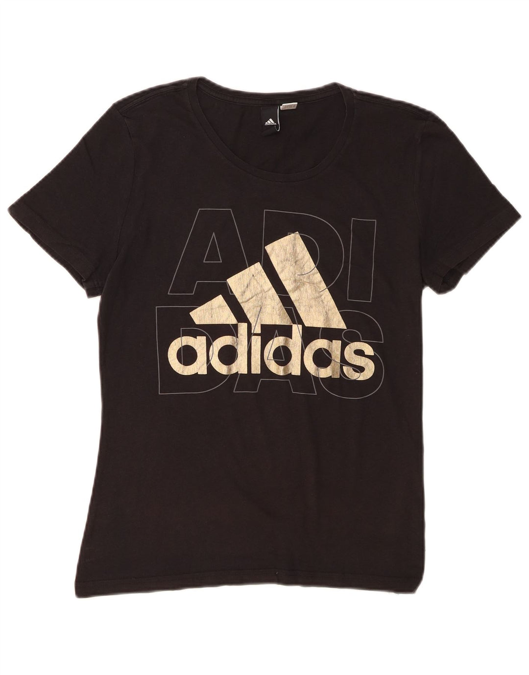 Adidas Dame Grafisk T-Shirt Top UK 12 Medium Sort