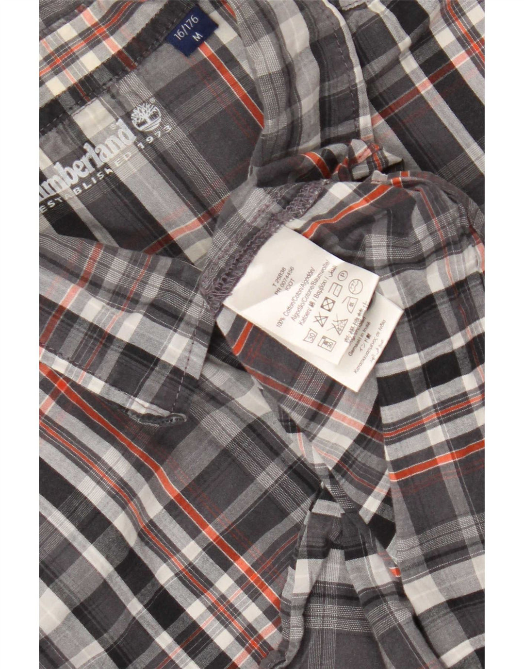 Timberland drenge flannel skjorte medium 15-16 år grå plaid bomuld