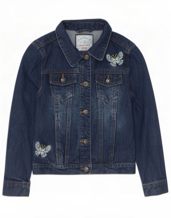 Fat Face piger denimjakke 9-10 år blå bomuldssommerfugl