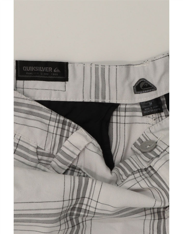 QUIKSILVER Mens Chino Shorts W36 Large White Check Polyester Vintage Quiksilver and Second-Hand Quiksilver from Messina Hembry 