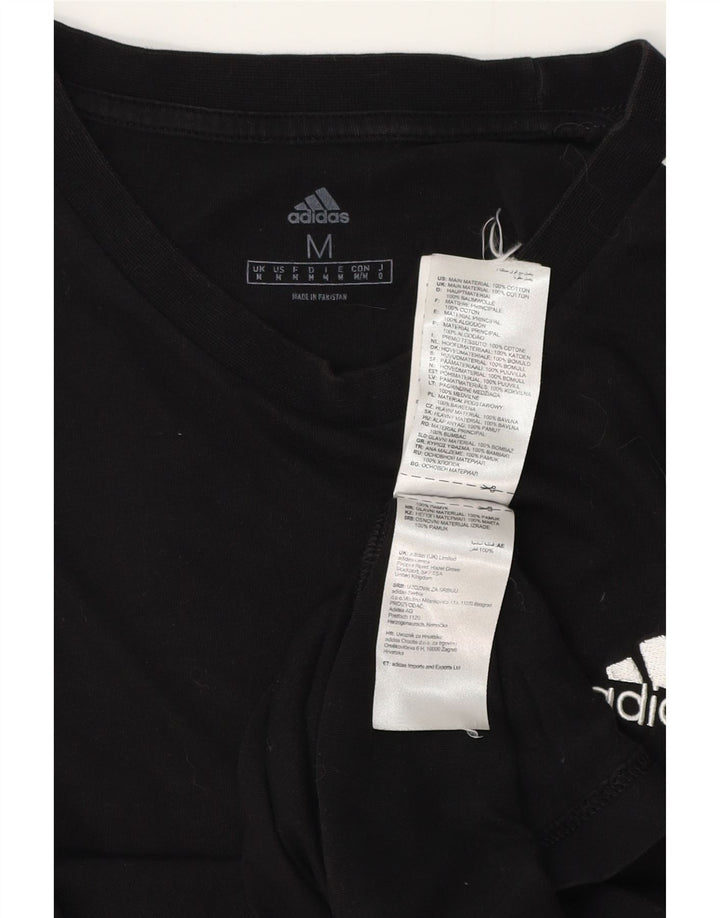 ADIDAS Herre T-Shirt Top Medium Sort Bomuld