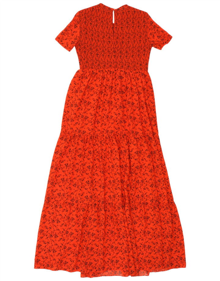 Zara Dame Maxi Kjole UK 6 XS Rød Blomster Polyester