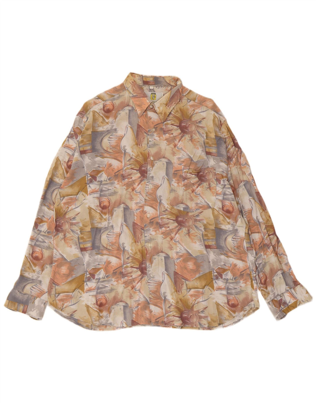 VINTAGE Herre abstrakt mønster skjorte stor flerfarvet