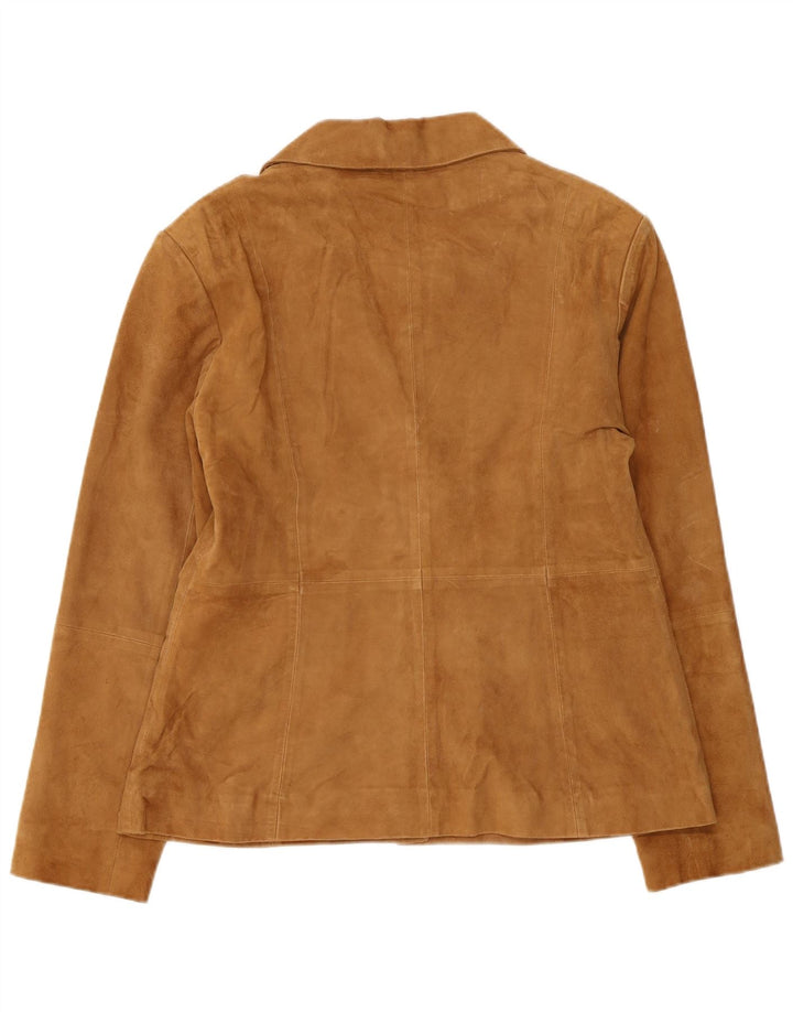 Helium Dame 4-knaps ruskindsblazerjakke UK 16 Stort brunt læder