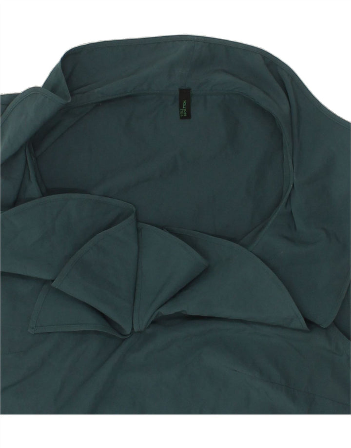 BENETTON Womens Ruffle Front Sleeveless Blouse Top UK 10 Small Green Vintage Benetton and Second-Hand Benetton from Messina Hembry 