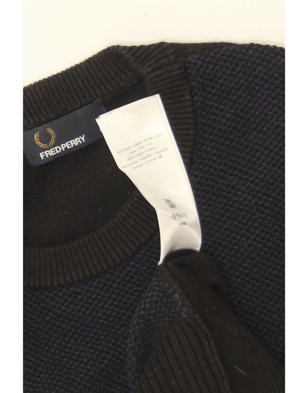Fred Perry Herre Crew Neck Jumper Sweater Large Navy Blue Colourblock Uld
