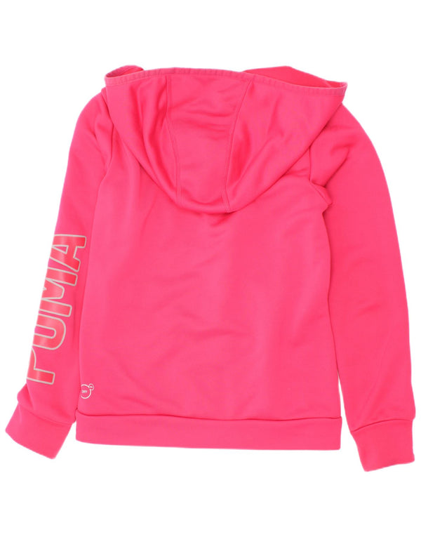 Puma Girls Graphic Zip Hoodie Sweater 7-8 Years Pink Polyester
