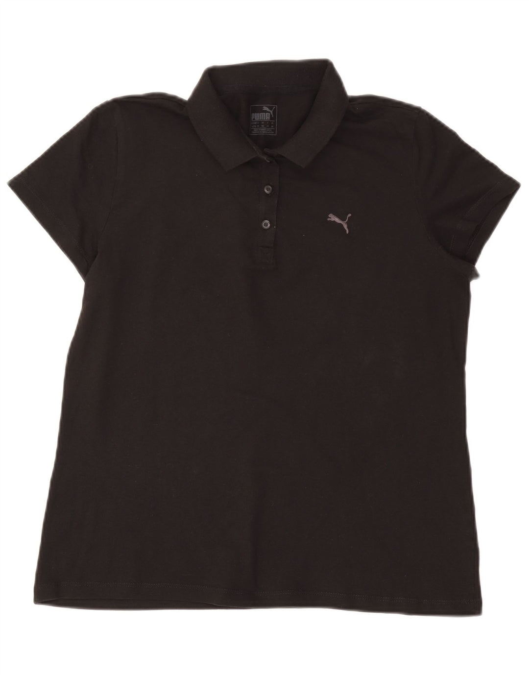 Puma Dame Polo Shirt UK 16 Stor Sort Bomuld