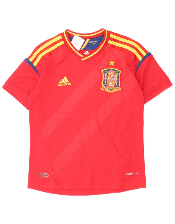 Adidas Boys Climacool T-Shirt Top 7-8 År Rød Stribet Polyester