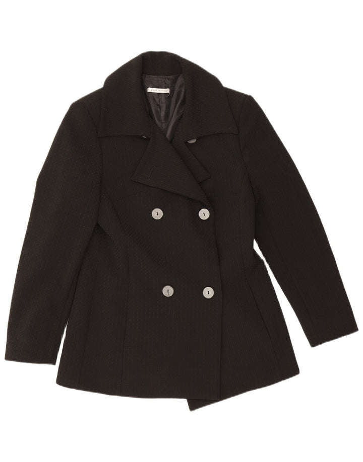 Vintage Dame Ærtefrakke IT 44 Medium Black Pinstripe Polyester