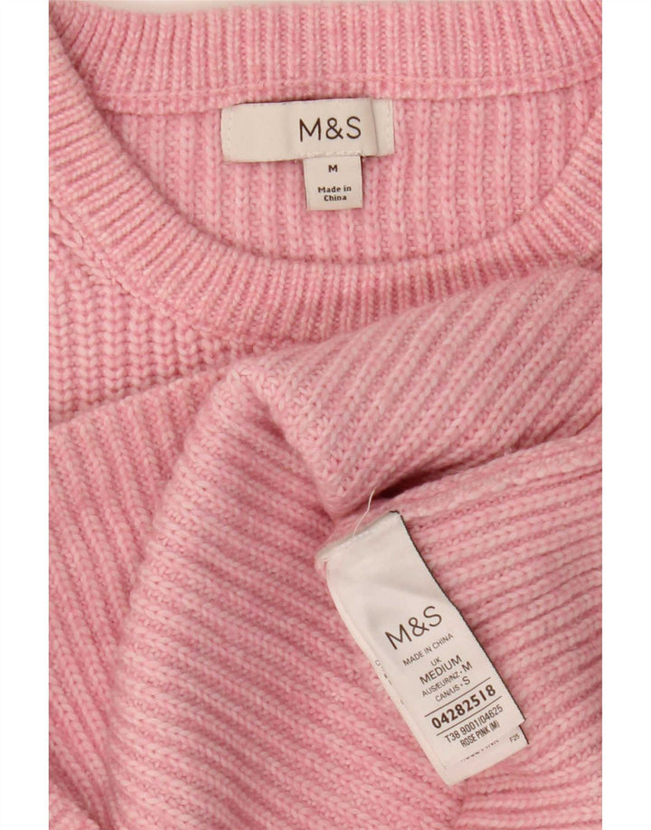 Marks & Spencer Dame Boat Neck Jumper Sweater UK 14 Medium Pink Polyester