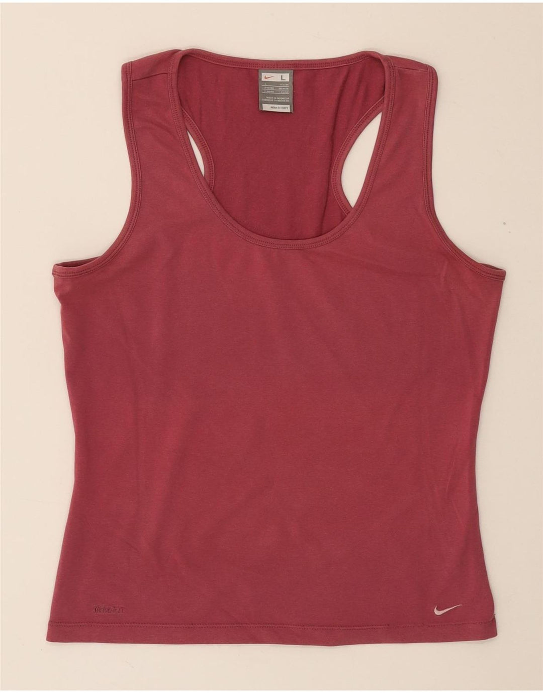 NIKE Womens Vest Top UK 14/16 Large Burgundy