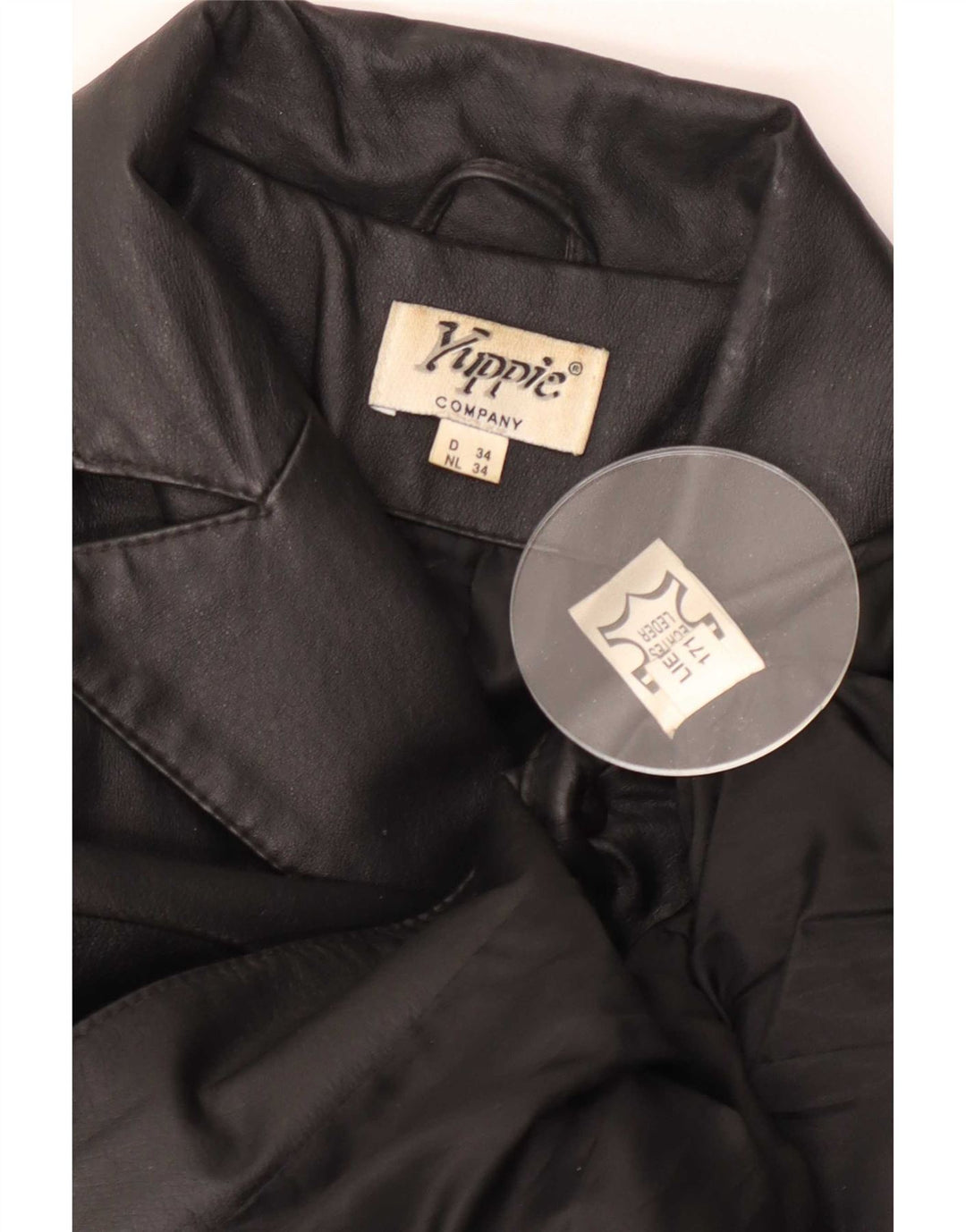 Yuppie Dame Oversized Læderfrakke EU 34 XS Sort