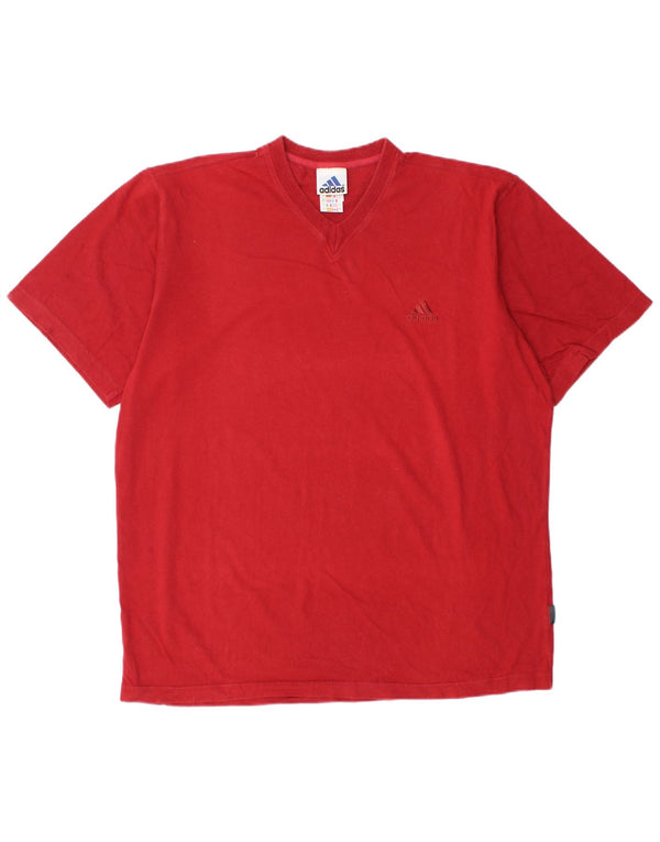 Adidas Herre T-Shirt Top UK 42/44 Stor Rød Bomuld