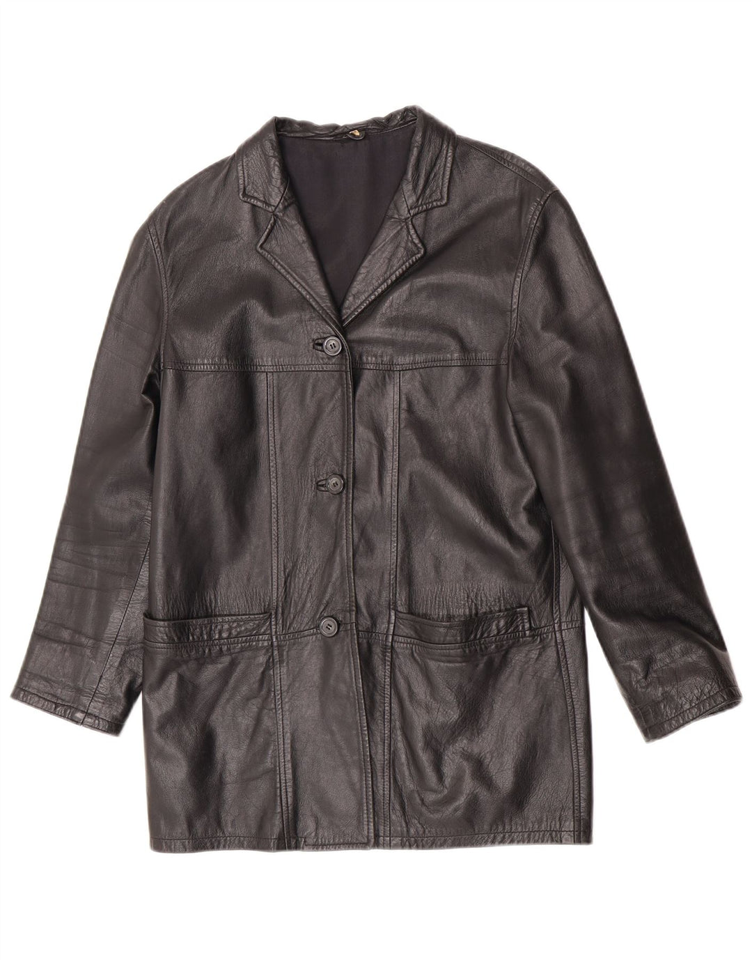 Vintage læderjakke til kvinder IT 42 Medium sort læder