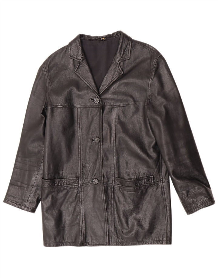 Vintage læderjakke til kvinder IT 42 Medium sort læder