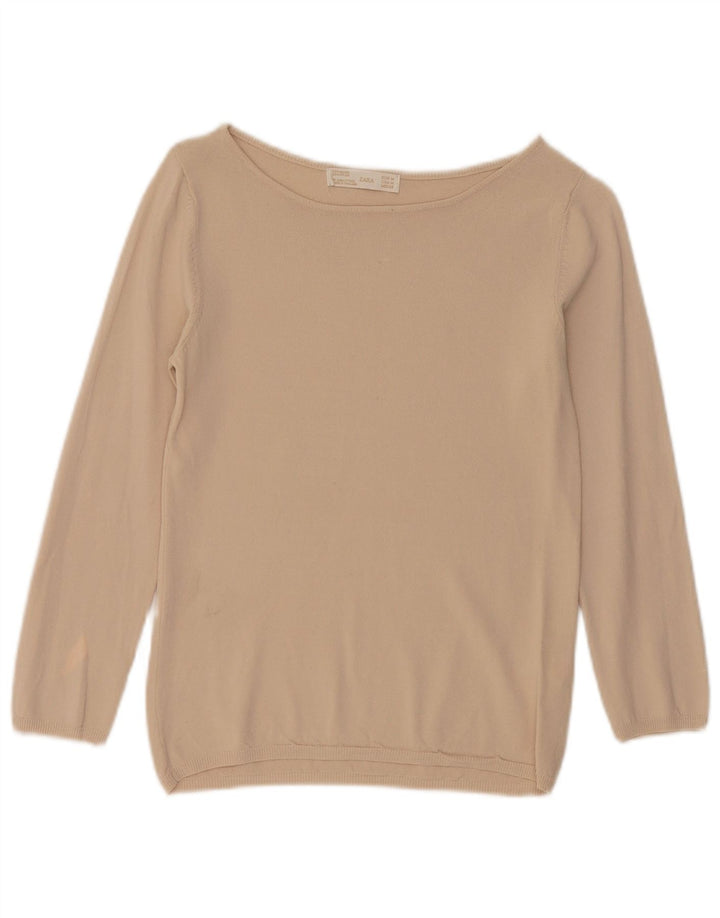Zara Dame Bluse Top UK 12 Medium Beige