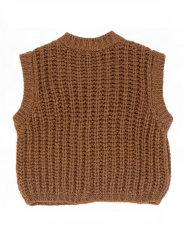 Zara Dame Ærmeløs Oversized Cardigan Sweater UK 10 Lille Brun Akryl