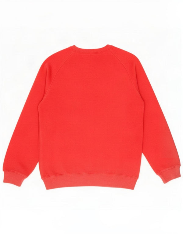 Vintage Dame Velour Sweatshirt Jumper UK 14 Medium Rød Bomuld