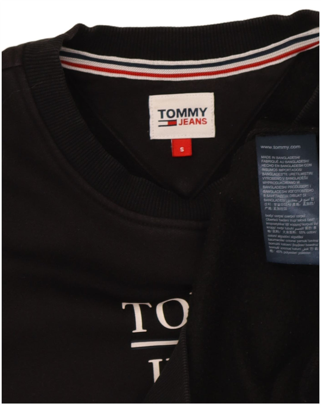 Tommy Hilfiger Dame Grafisk Oversized Sweatshirt Jumper UK 10 Lille Sort