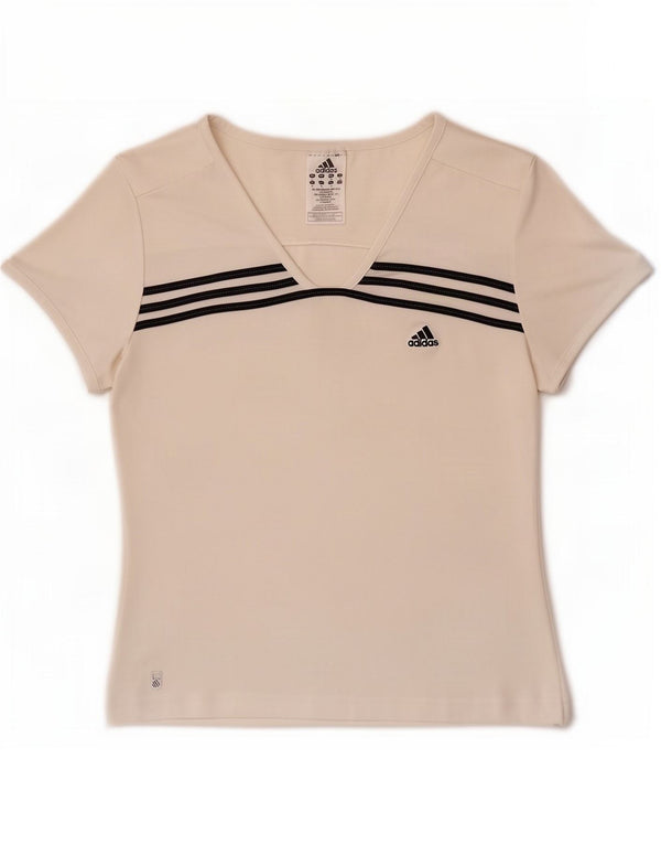 Adidas Dame T-Shirt Top UK 12 Medium White Polyester