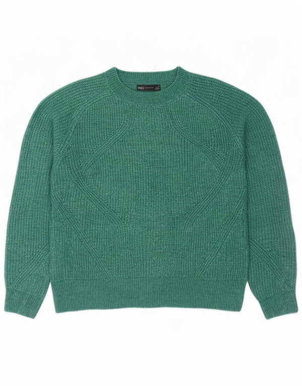 Marks & Spencer Dame sweater med rund hals DK 14 Medium Green Flecked