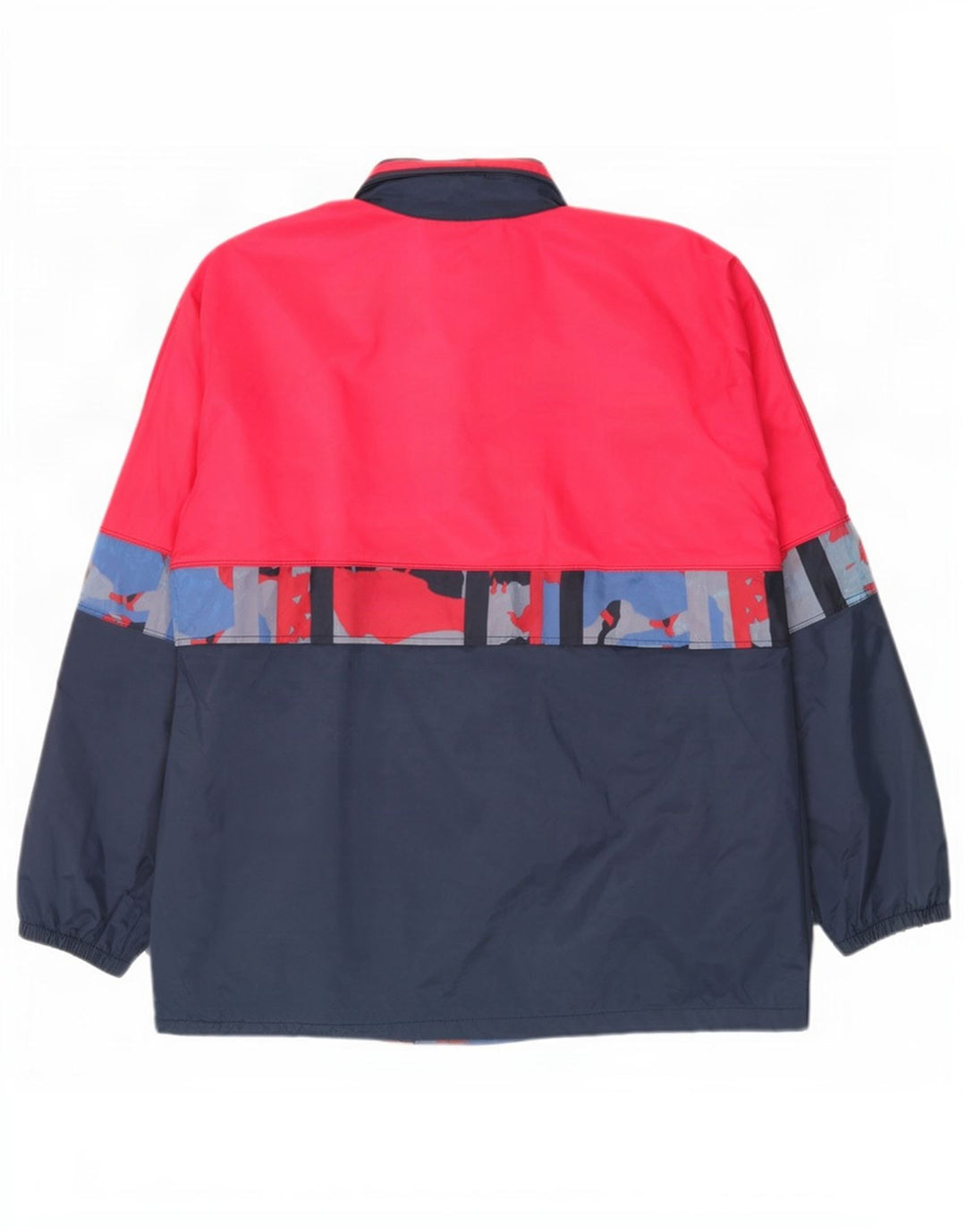 Vintage Regnjakke med hætte til mænd UK 38 Medium Navy Blue Colourblock Nylon