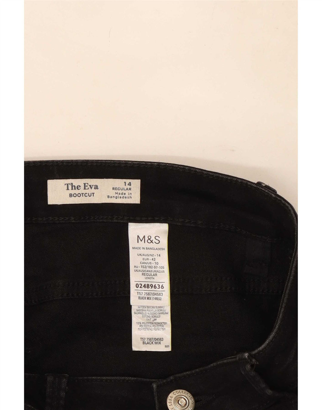 Marks & Spencer Womens The Eva Bootcut Jeans UK 14 Large W32 L30 Black