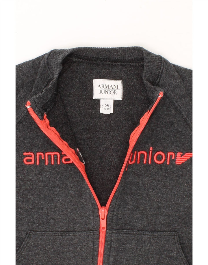 ARMANI Girls Graphic Tracksuit Top Jacket 4-5 Years Grey Cotton Vintage Armani and Second-Hand Armani from Messina Hembry 