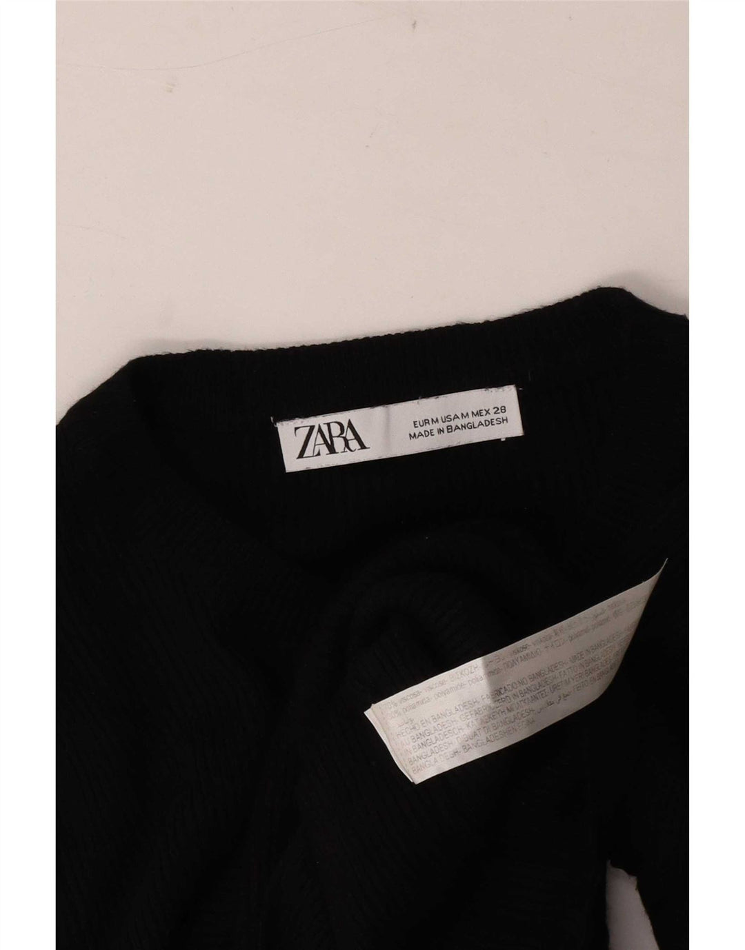 Zara Womens Crop Top Langærmet UK 12 Medium Black Viscose