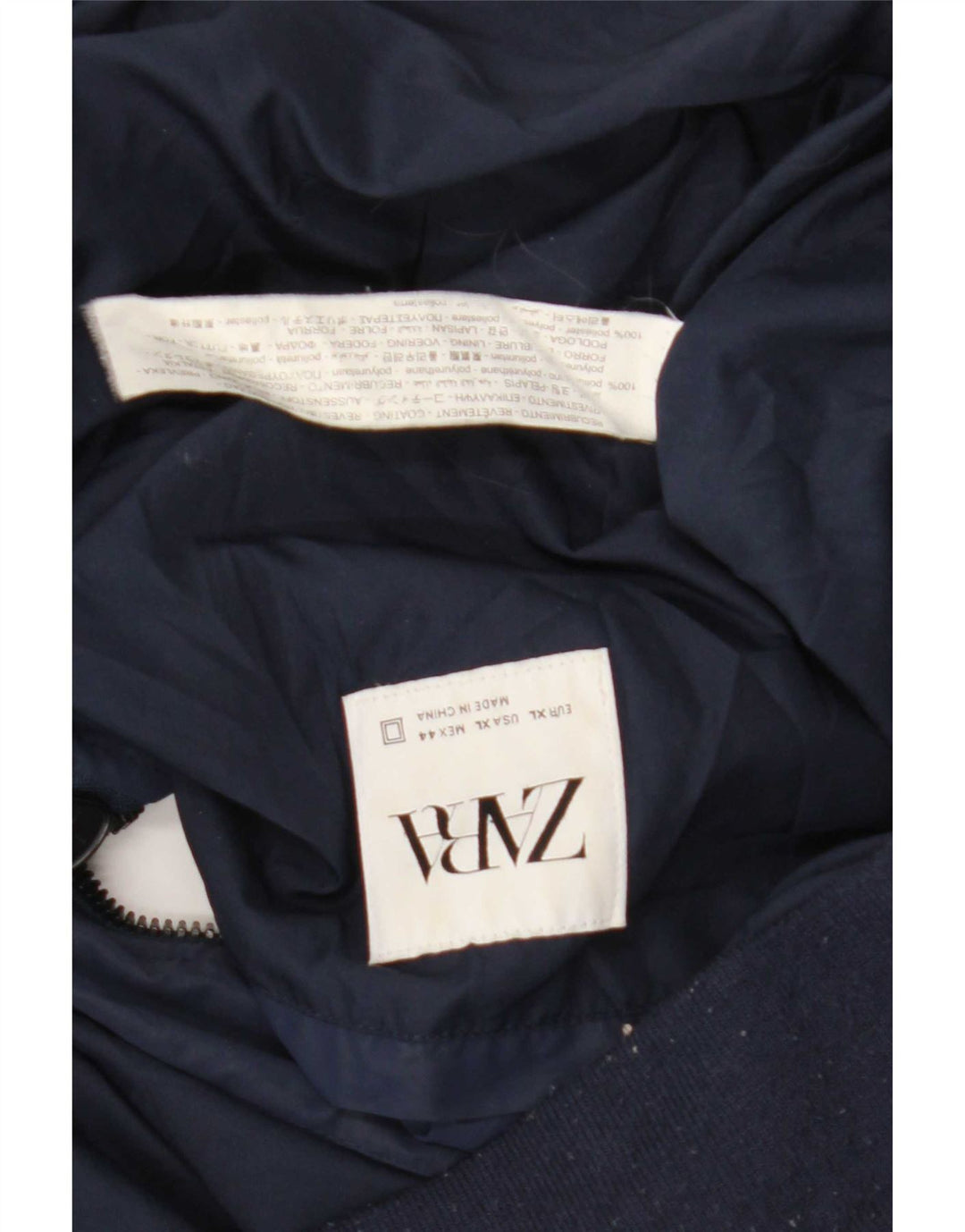 Zara Herre Bomber Jacket UK 42 XL Navy Blue Polyester