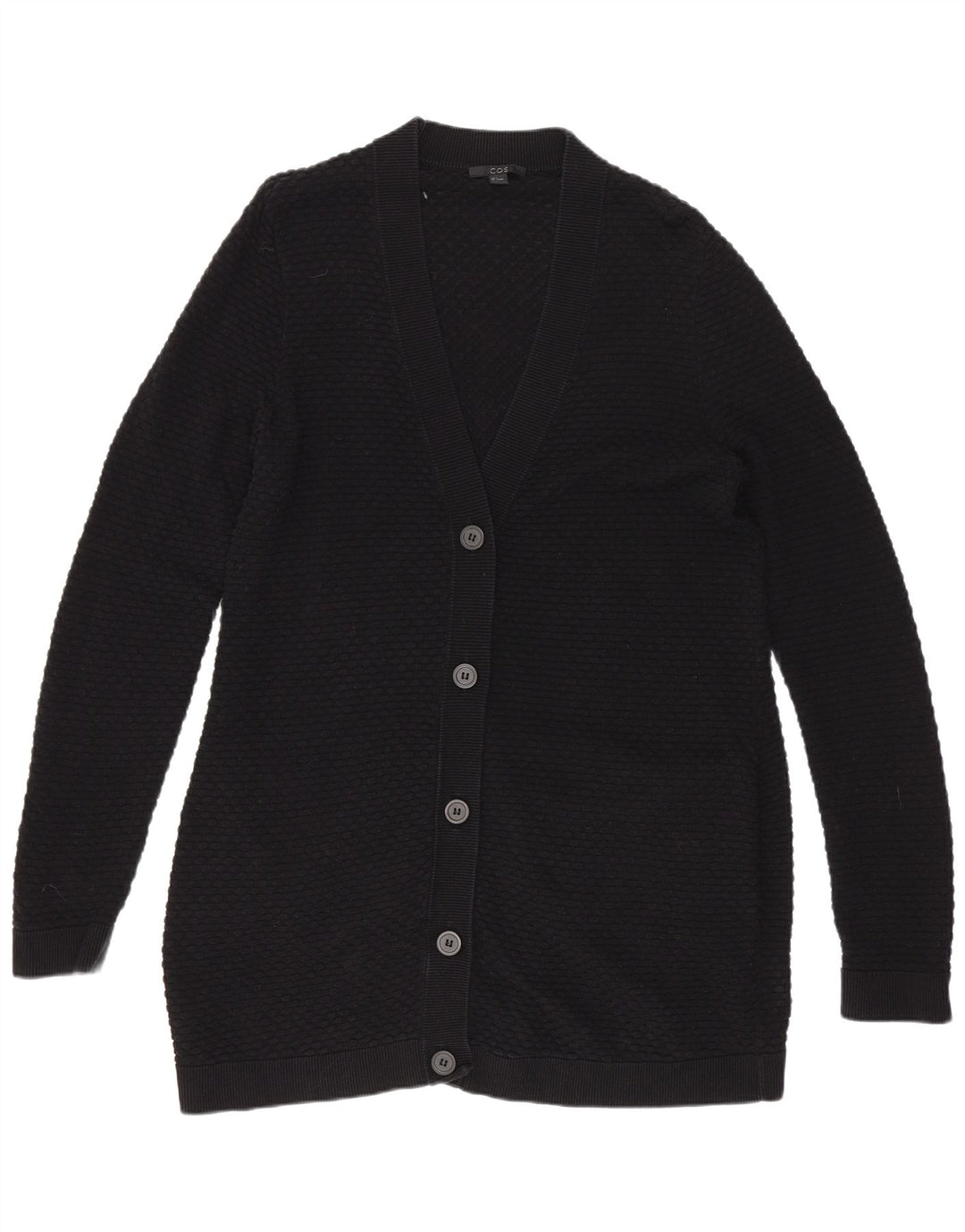 Cos Dame Longline Cardigan Sweater UK 10 Small Black