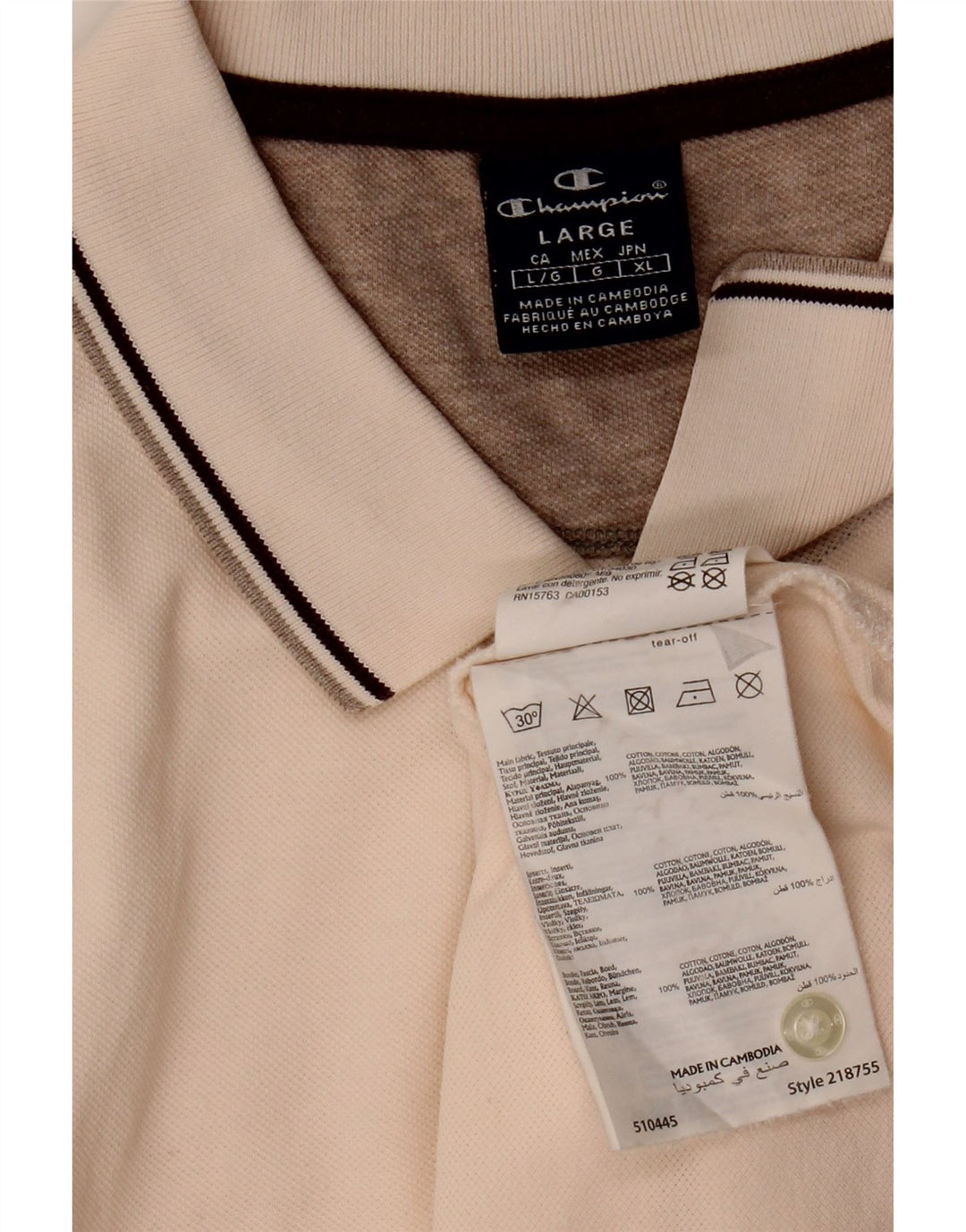 Champion herre poloskjorte stor beige bomuld