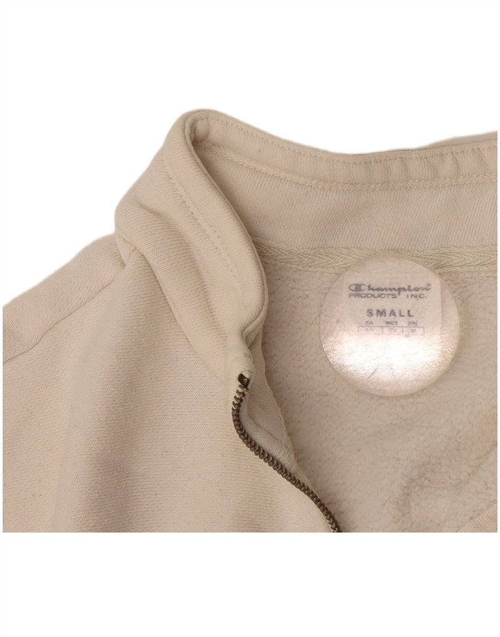 Champion Herre Zip Neck Sweatshirt Jumper Small White