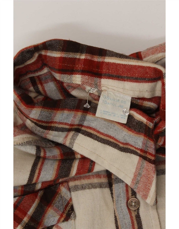 Vintage herre flannel skjorte str. 16 Stor flerfarvet ternet bomuld