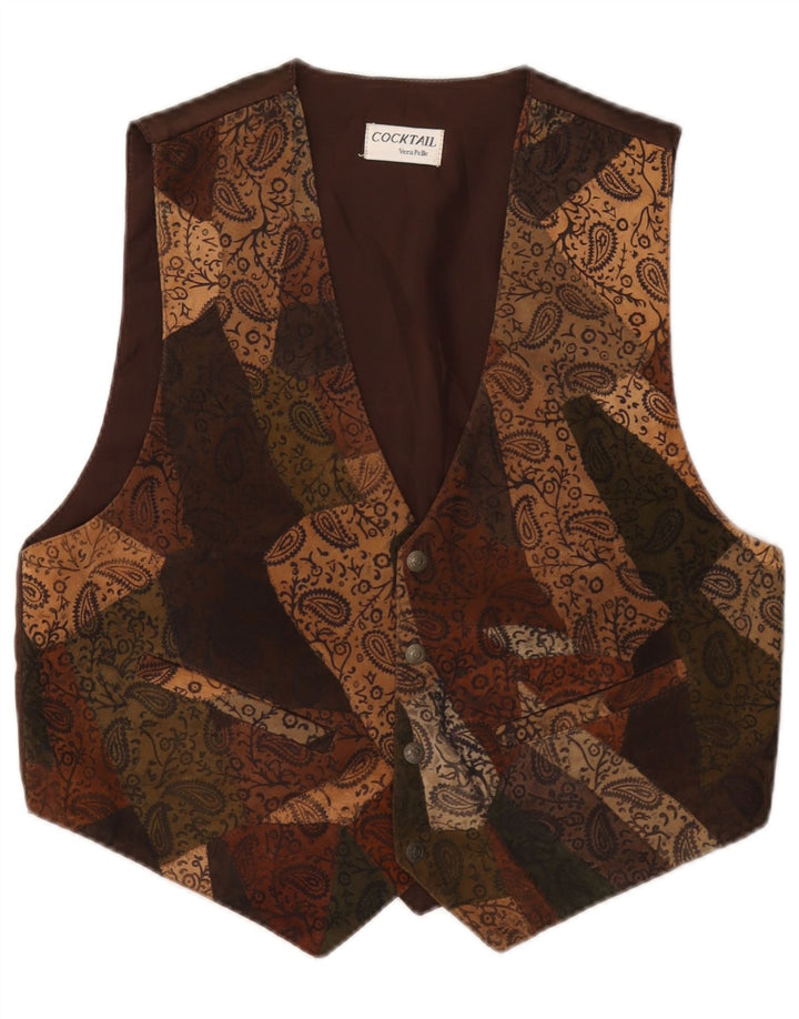 Vintage vest for mænd Stor brunt Paisley læder