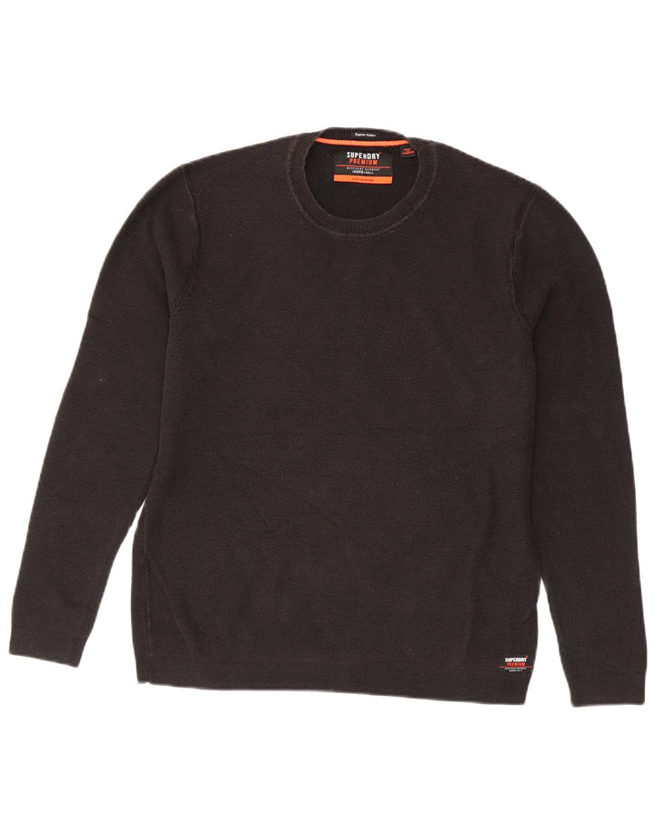Superdry Sweater med rund hals til kvinder UK 14 Medium Sort bomuld